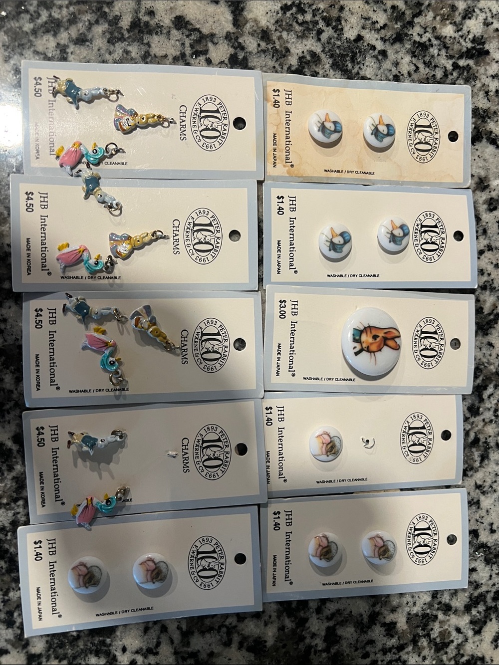 NWT Peter Rabbit buttons and charms